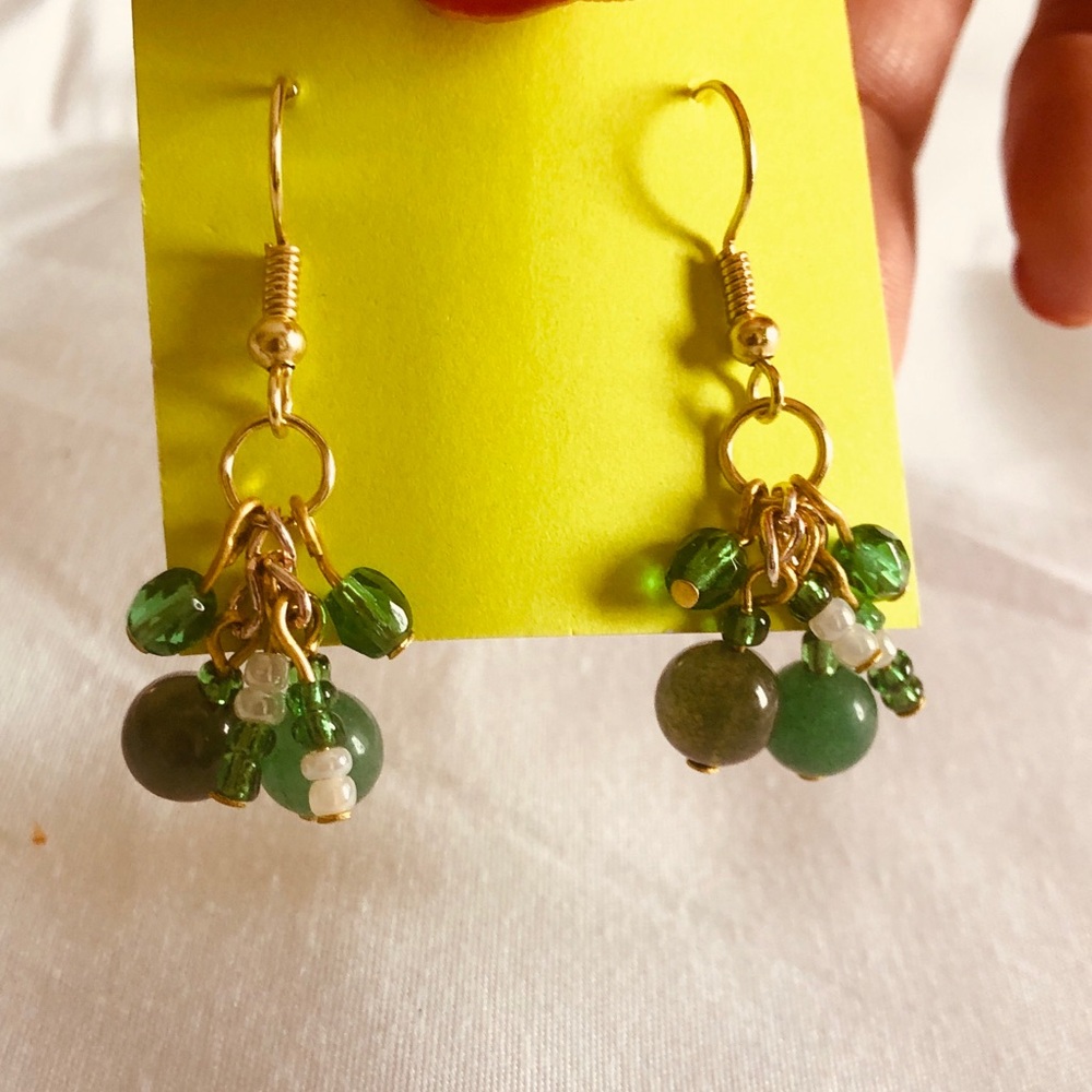 Hand made in Los Angeles, lime earrings